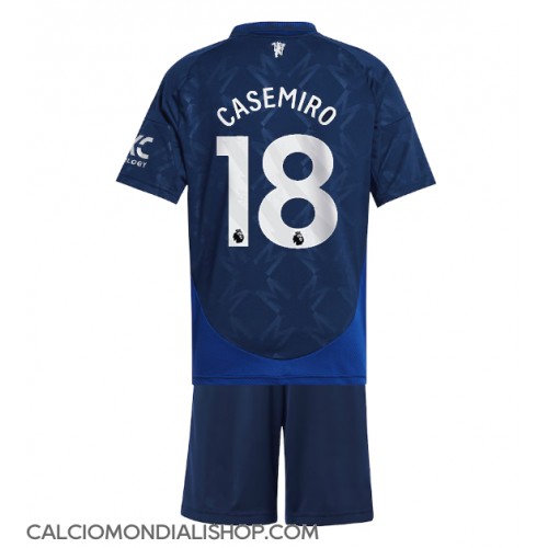 Maglie da calcio Manchester United Casemiro #18 Seconda Maglia Bambino 2024-25 Manica Corta (+ Pantaloni corti)